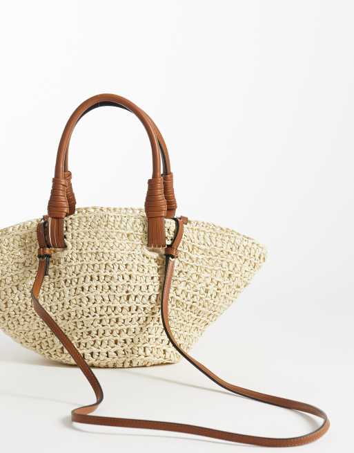 Mango – Teen – Umhängetasche aus Bast in Beige, 4 von 4