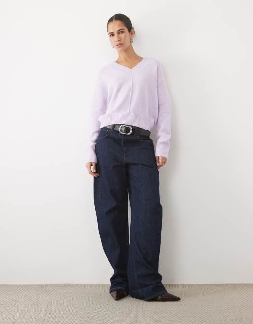 Mango Teen v neck jumper in lilac, 2 of 4