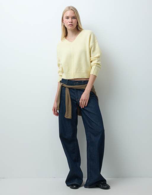 Mango Teen v neck knitted sweater in yellow, 2 of 4