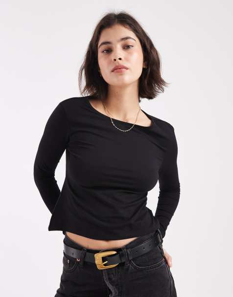 Mango Teen v neck sculpt top inblack - view 1