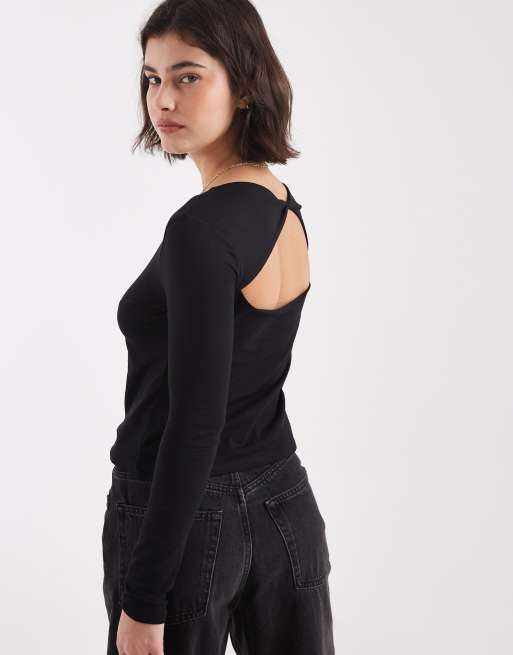 Mango Teen v neck sculpt top inblack , 2 of 4