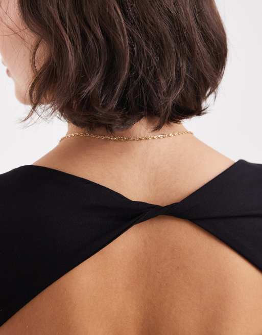 Mango Teen v neck sculpt top inblack , 4 of 4