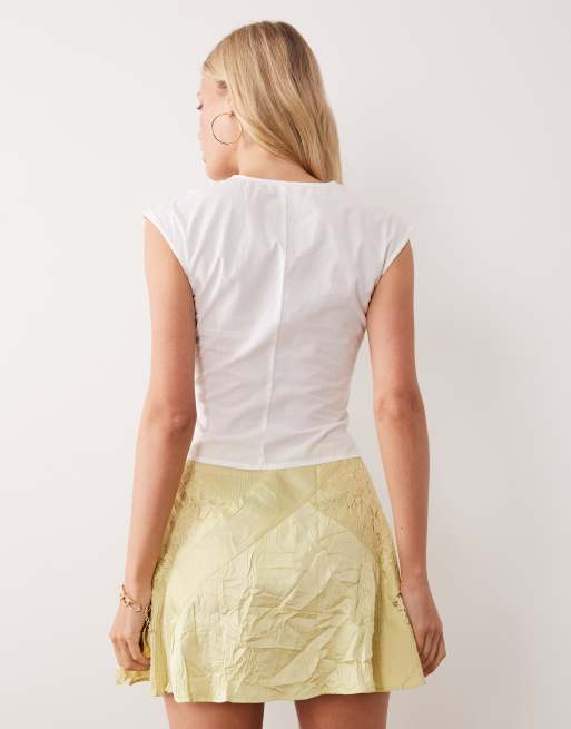 Mango Teen V-neck sleeveless top in white, 4 of 4