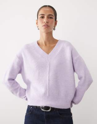 Mango Teen V-neck Sweater In Purple
