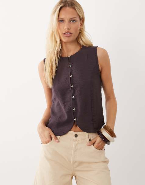 Mango Teen vest in brown - view 1