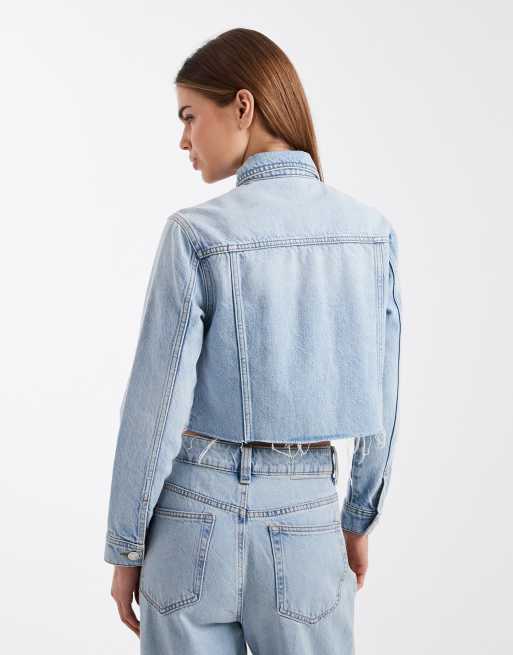 Mango - Teen - Veste courte en denim de coton - Bleu clair, 4 de 4