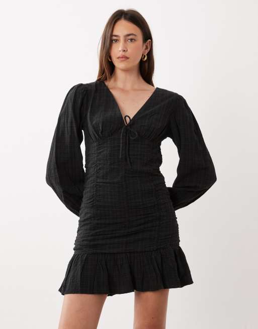Mango Teen vestito corto a maniche lunghe nero, 2 di 4