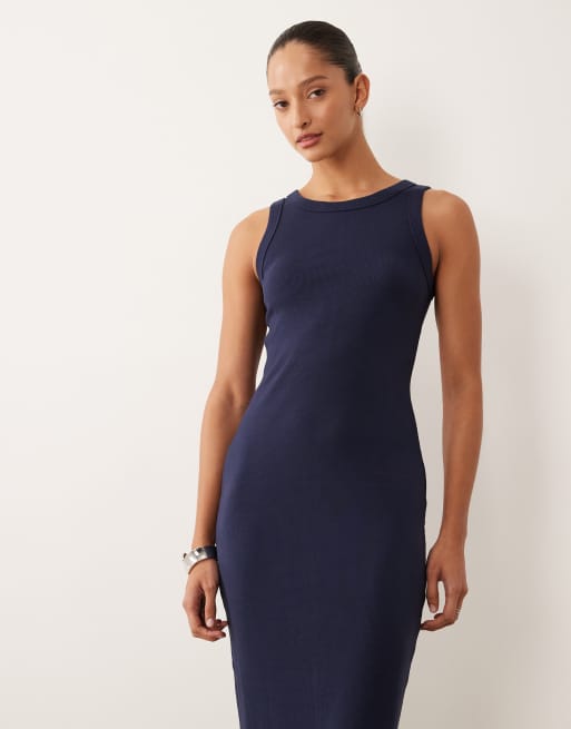 Mango - Teen - Vestito lungo blu navy con scollo a vogatore, 2 di 4