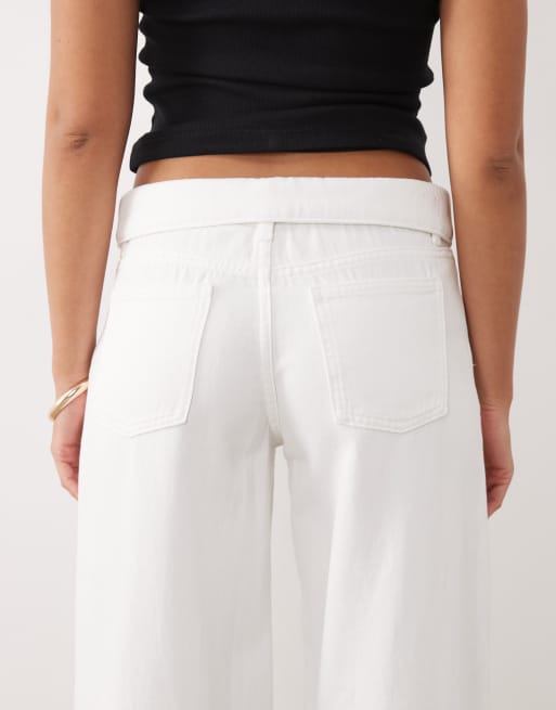 Mango – Teen – Vita jeans med vida ben och nedvikt detalj, 4 av 5