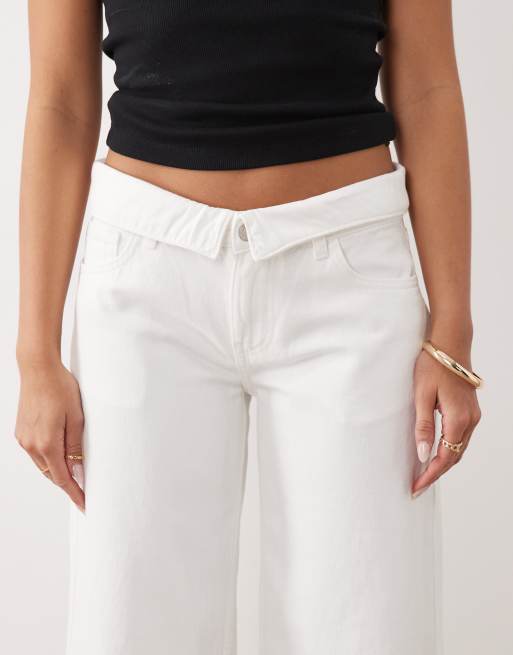 Mango – Teen – Vita jeans med vida ben och nedvikt detalj, 5 av 5