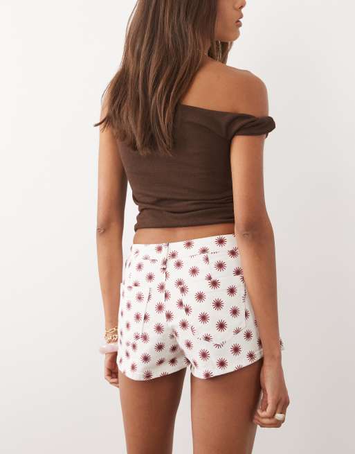 Mango – Teen – Vita jeansshorts i bomullsrikt tyg med solmönster, 5 av 5