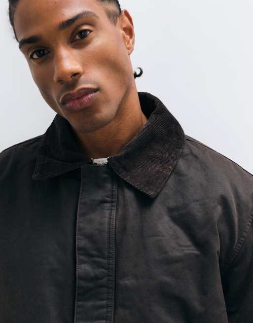 Mango Teen wax coated parka jacket in brown, 3 of 5