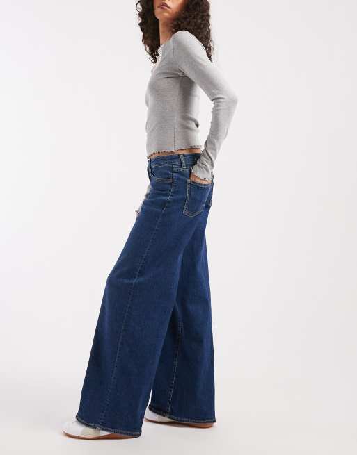 Mango Teen wide leg jean in dark blue, 2 of 5