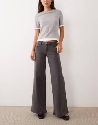 Mango Teen Wide Leg Jean In Gray