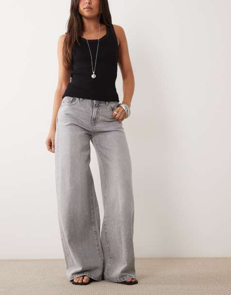 Mango Teen wide leg jean in light grey - view 1