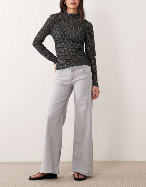 Mango Teen wide leg jeans in light grey - view 1