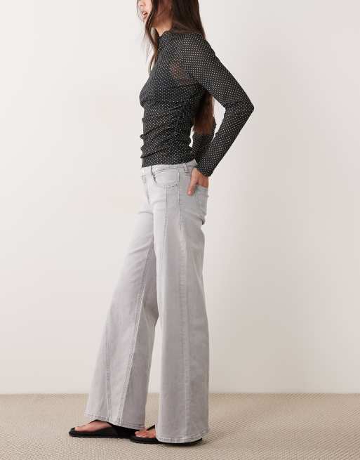 Mango Teen wide leg jeans in light grey, 3 of 5