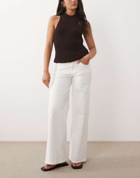 Mango Teen wide leg jeans in white - view 1