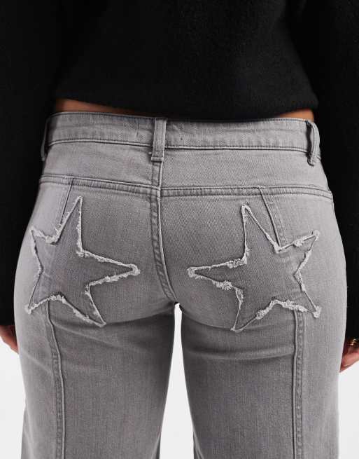 Mango Teen wide leg jeans with seam detail in washed gray , 4 of 5