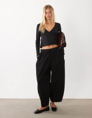 Mango Teen Wrap Long Sleeve T-shirt In Black