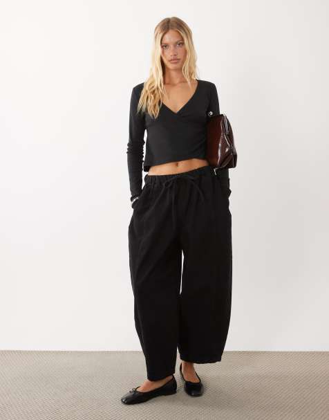Mango Teen wrap long sleeve t-shirt in black - view 1
