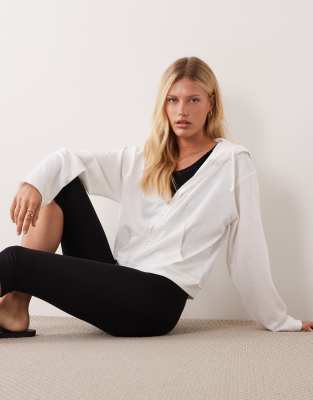 Mango Teen Zip Through Hoodie In White