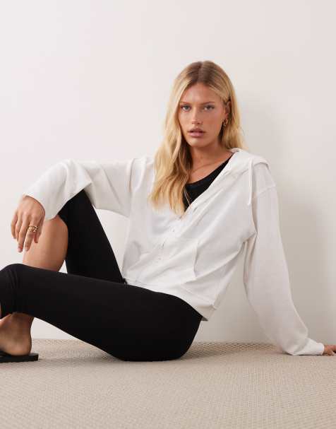 Mango Teen zip through hoodie in white - view 1