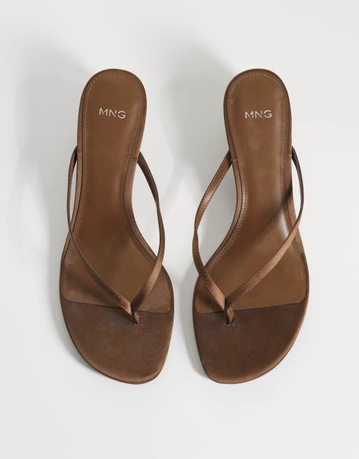 Mango - Teensandalen met sleehak in donkerbruin, 2 van 4