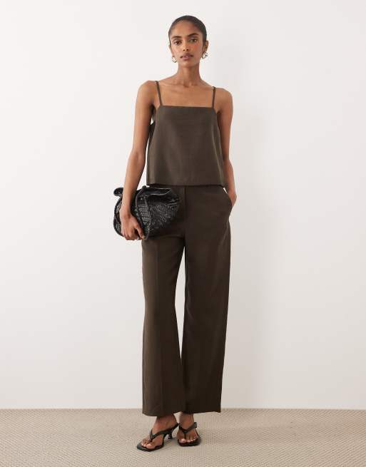 Mango - Tempo - Brun cami-top med åben ryg - Del af sæt, 2 af 4