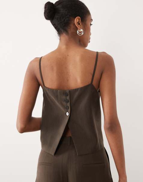 Mango – Tempo – Camisole-Oberteil in Braun mit Rückenausschnitt, Kombiteil - view 1