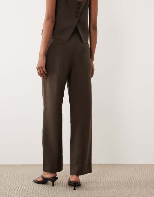 Mango - Tempo - Pantaloni sartoriali marroni con pieghe sul davanti in coordinato, 3 di 5