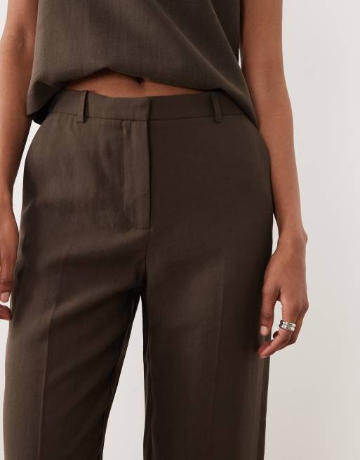 Mango - Tempo - Pantaloni sartoriali marroni con pieghe sul davanti in coordinato, 4 di 5