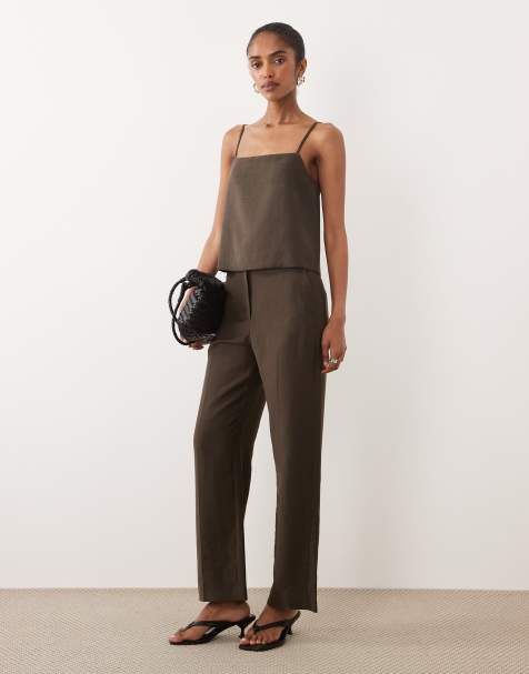 Mango Tempo pleat front tailored pants in brown - part of a set - view 1