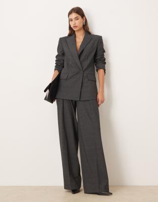 Mango Teriyaki Oversized Double Breasted Tailored Blazer In Gray