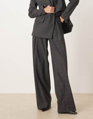 Mango Teriyaki Pleat Detail Tailored Pants In Gray