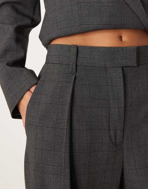 Mango Teriyaki pleat detail tailored trouser in grey check, 5 of 5