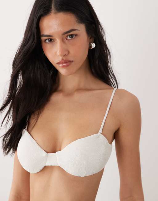 Mango textured bikini top in white, 2 of 4