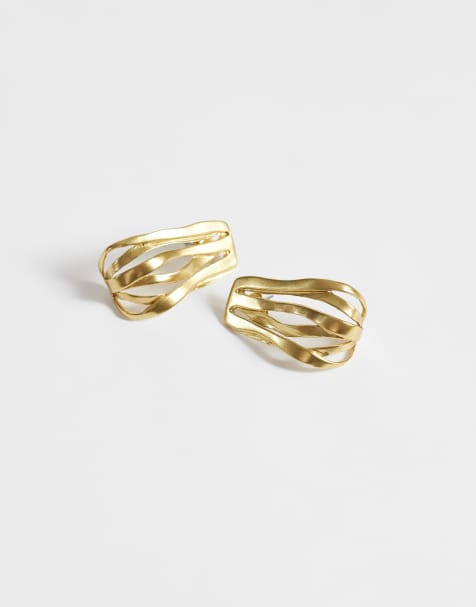 Mango textured drop earring in gold - view 1
