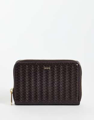 Mango Textured Faux Leather Wallet In Brown