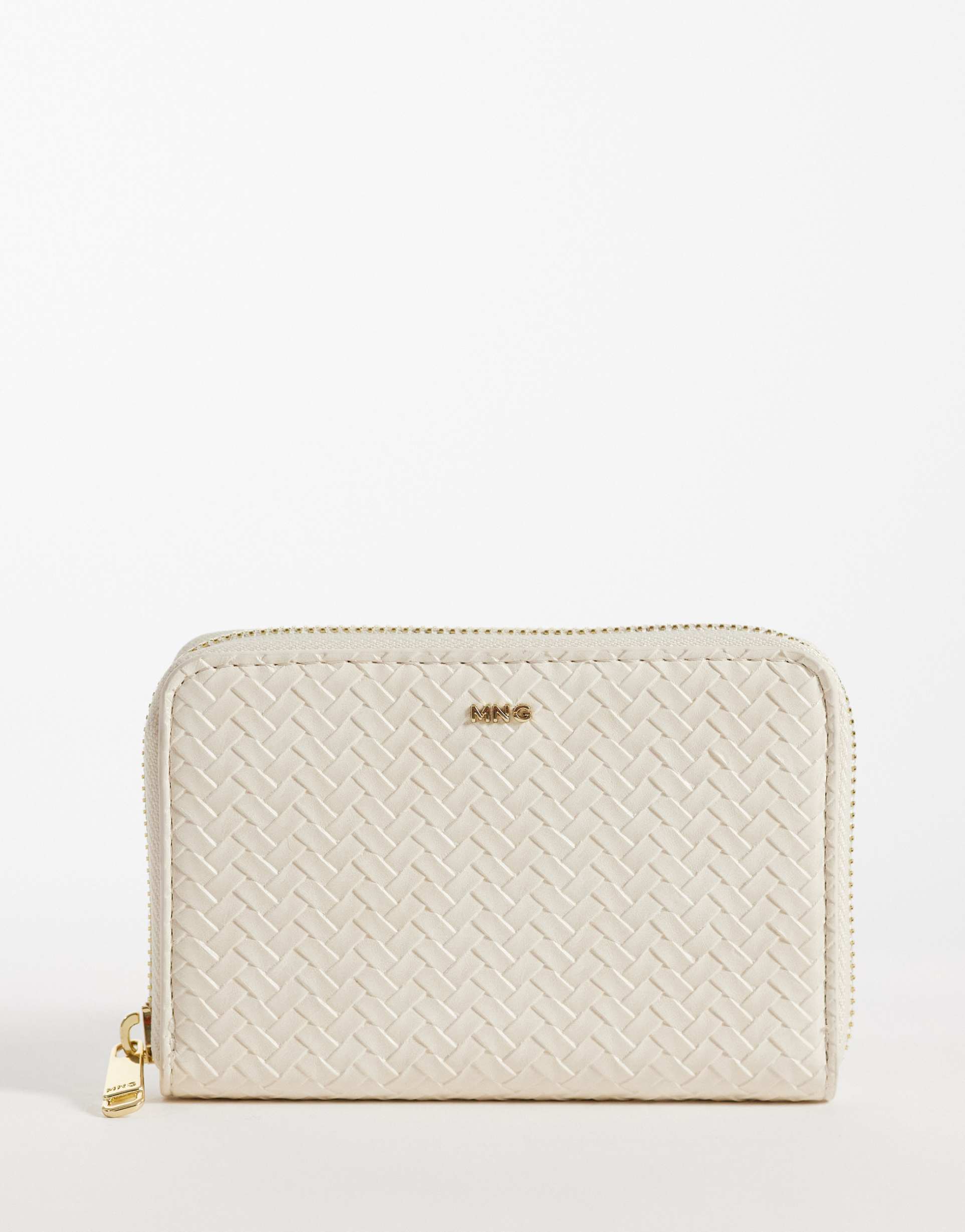 mango textured faux leather wallet in oat