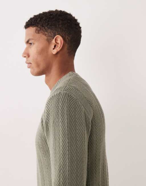Mango textured knit jumper in sage green, 4 of 5
