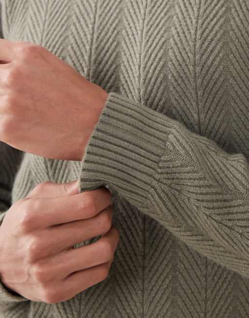Mango textured knit jumper in sage green, 5 of 5