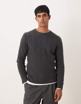 Mango Textured Knit Sweater In Gray