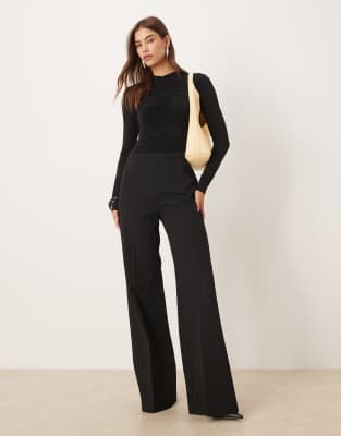 Mango Textured Long Sleeve Jumpsuit In Black