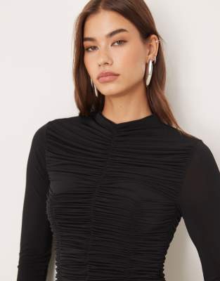 Mango Textured Long Sleeve Jumpsuit In Black