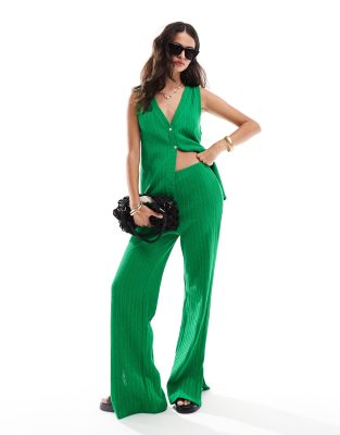 textured pants in green - part of a set