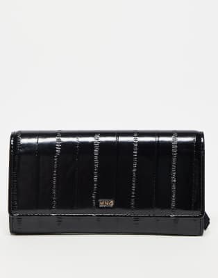 Mango Mango textured stitch detail purse in black