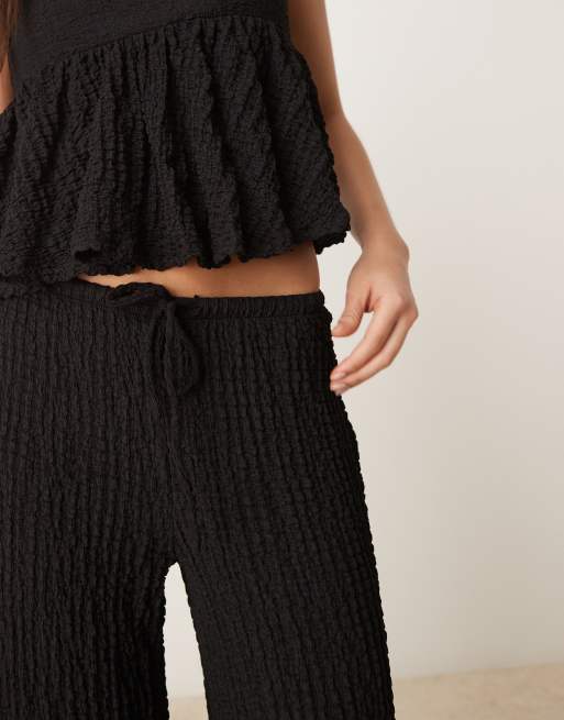 Mango textured straight leg trouser co-ord in black, 3 of 5
