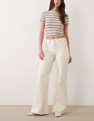 Mango Theita 100% Cotton Flared Jean In Neutral