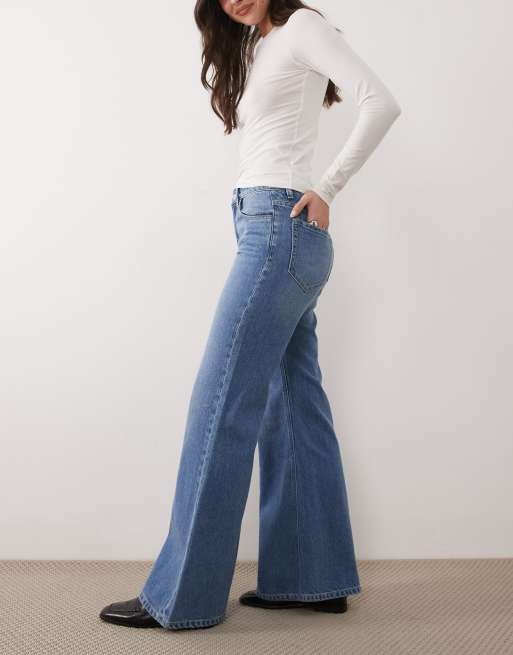 Mango – Theita – Niebieskie jeansy dzwony, 100% bawełna, 3 z 5